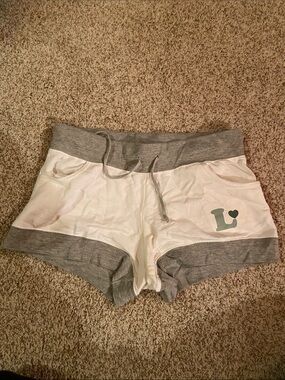No Boundaries White and Gray Drawstring Lounge Shorts